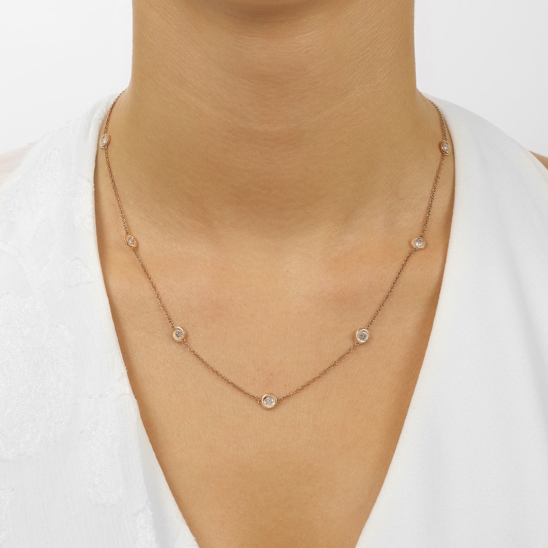 14Kt Rose Gold Diamond 1 1/2Ctw Necklace