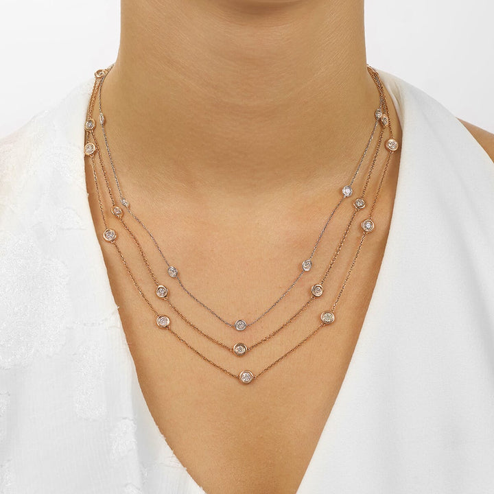 14Kt Rose Gold Diamond 2Ctw Necklace