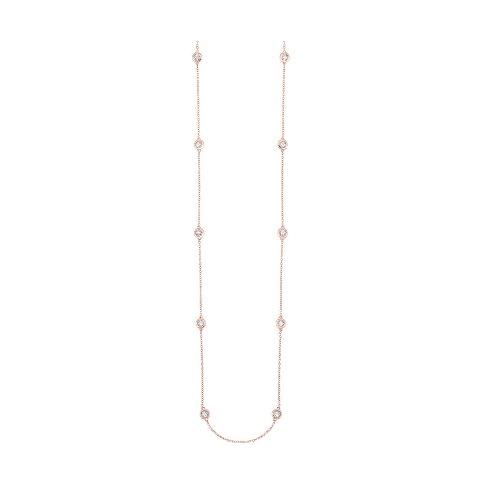 14Kt Rose Gold Diamond 2Ctw Necklace