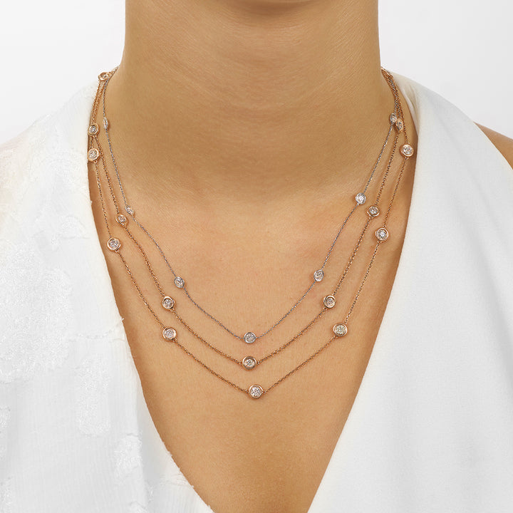 14Kt Rose Gold Diamond 2Ctw Necklace