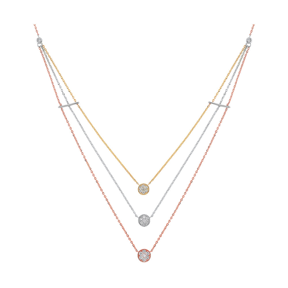 14Kt Tricolor Diamond 1/3Ctw Necklace