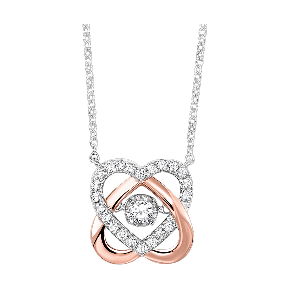 10Kt White Rose Gold Diamond 1/5Ctw Necklace