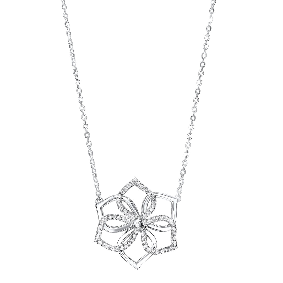 Silver White Diamond 1/5Ctw Necklace