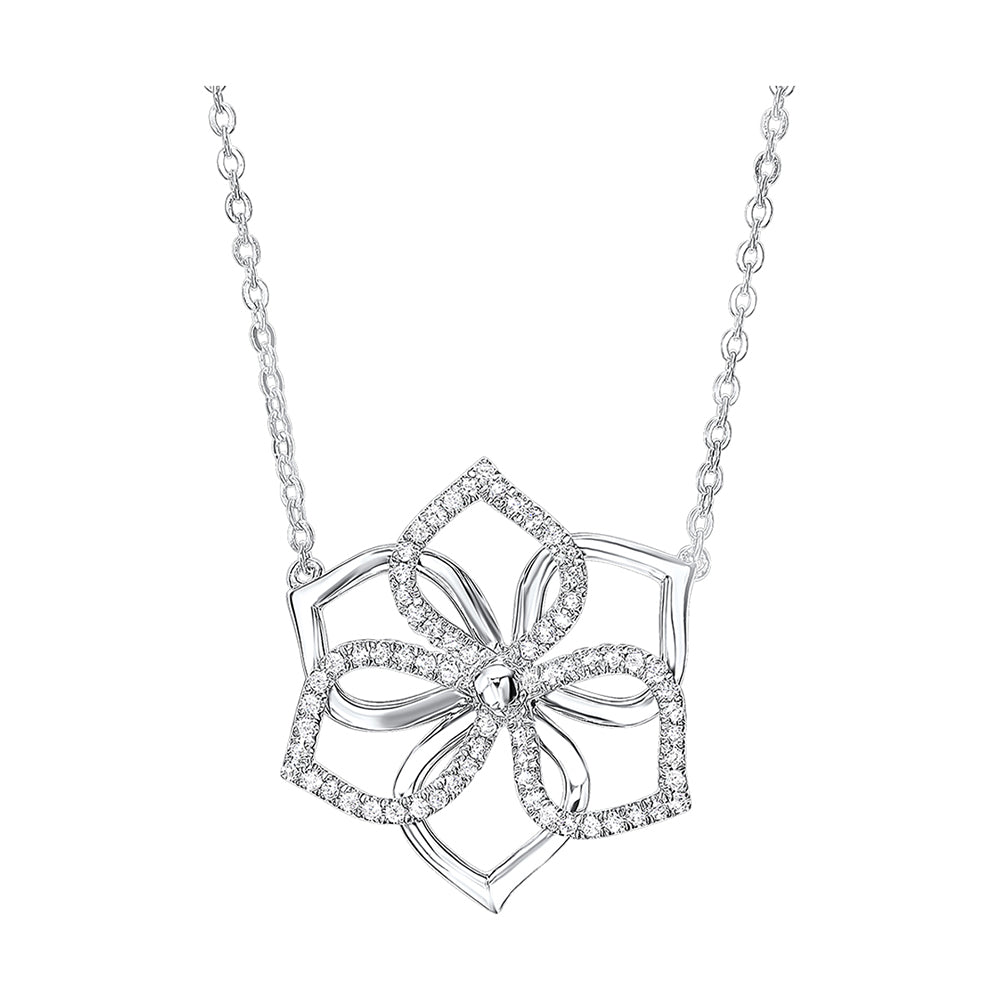 Silver White Diamond 1/5Ctw Necklace