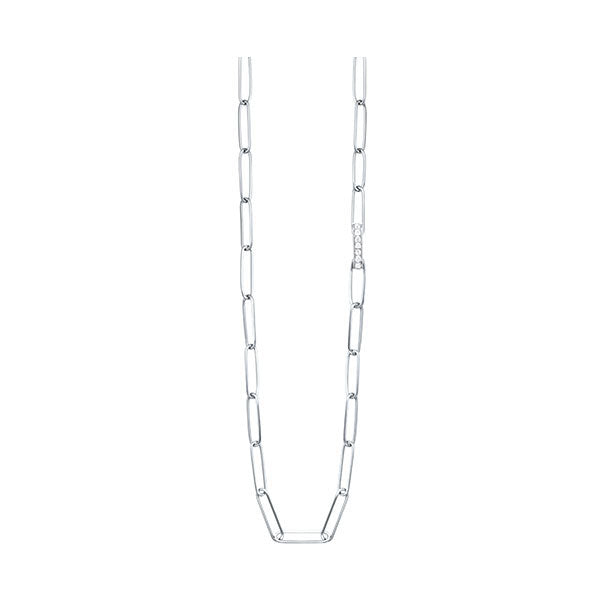 Silver White Diamond 1/10Ctw Necklace
