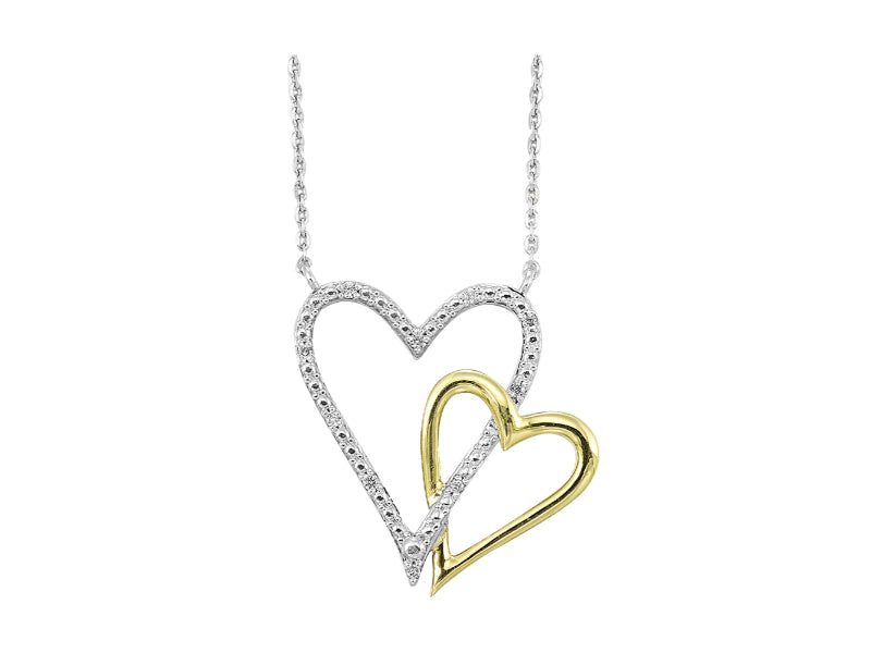 Gold Silver White Yellow Diamond 1/20Ctw Necklace