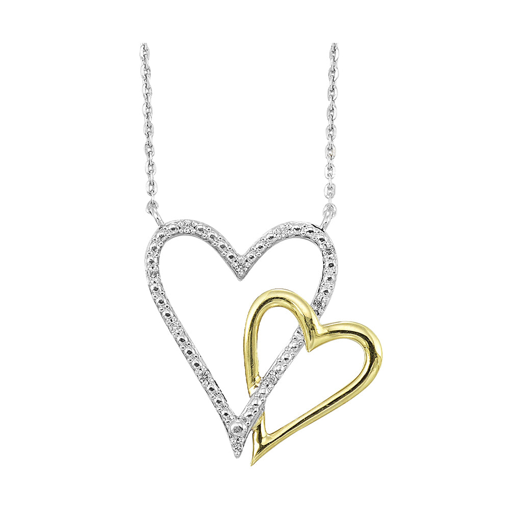 Gold Silver White Yellow Diamond 1/20Ctw Necklace