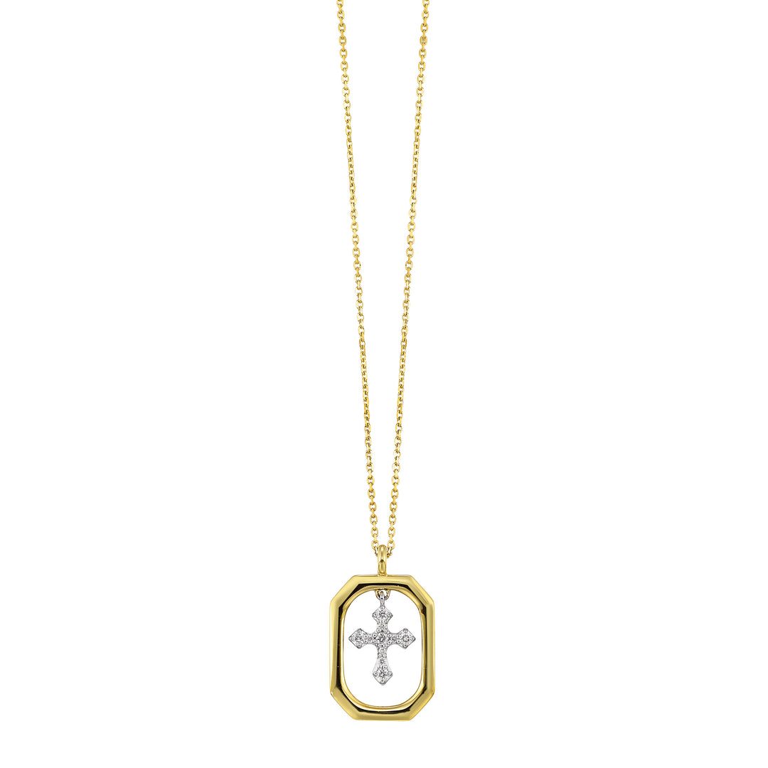 14Kt White Yellow Gold Diamond 1/12Ctw Necklace