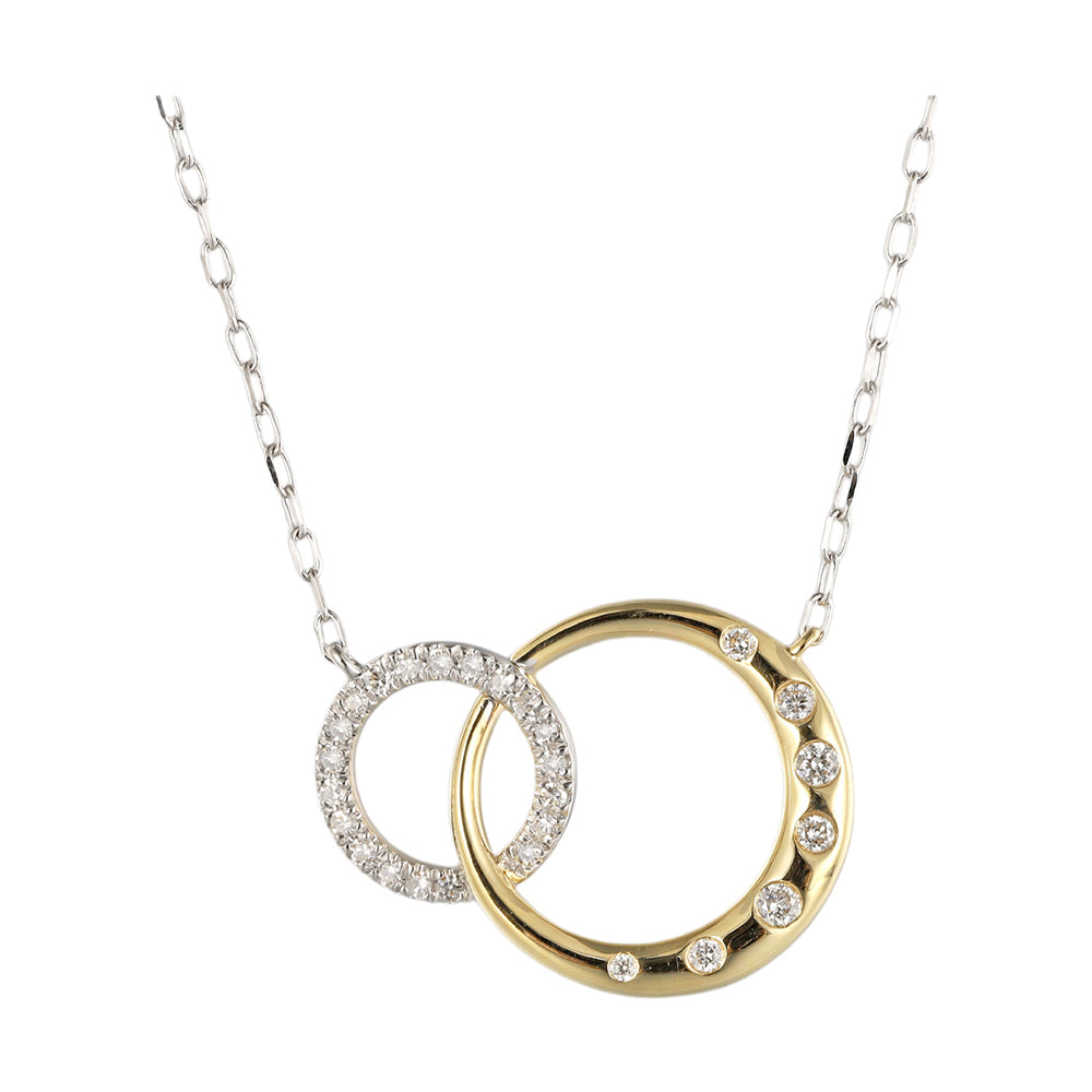14Kt White Yellow Gold Diamond 1/10Ctw Necklace