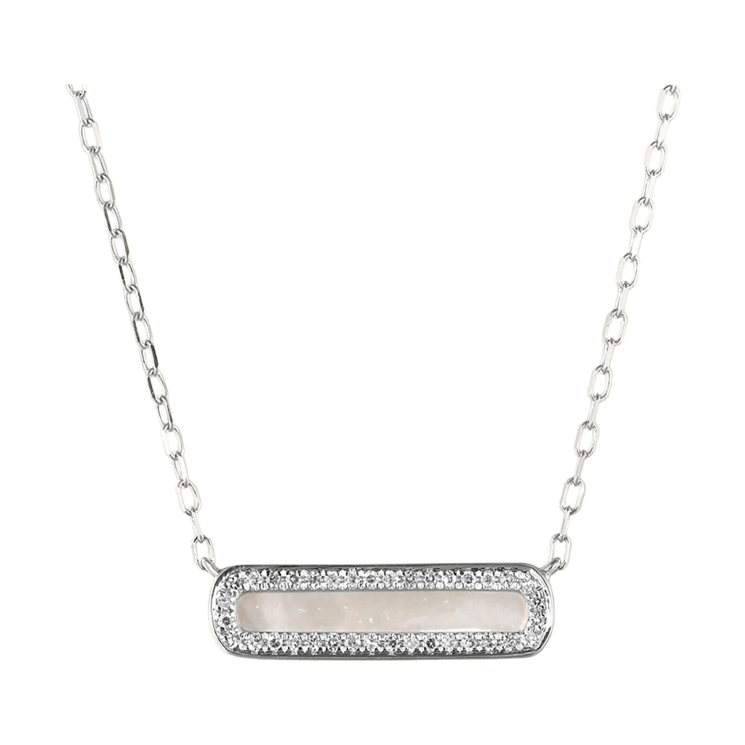 14Kt White Gold Diamond 1/12Ctw & Mother Of Pearl Necklace