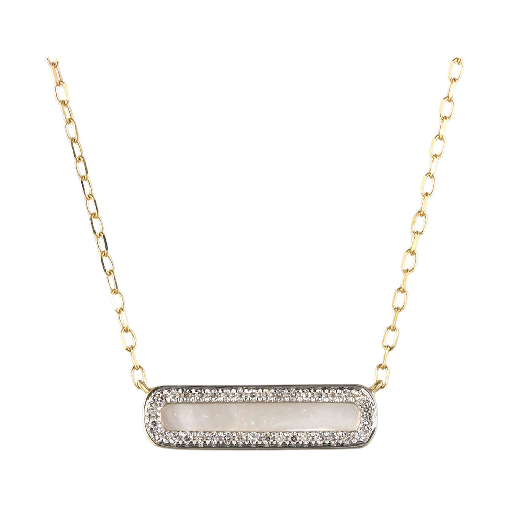 14Kt Yellow Gold Diamond 1/12Ctw & Mother Of Pearl Necklace