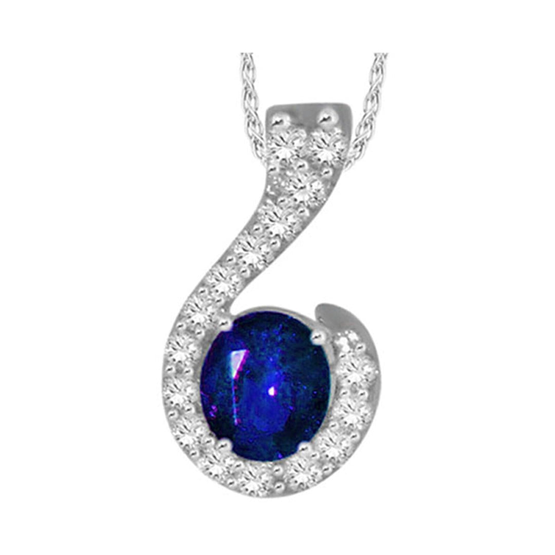 14Kt White Gold Diamond 1/2Ctw & Sapphire 10Ctw Pendant