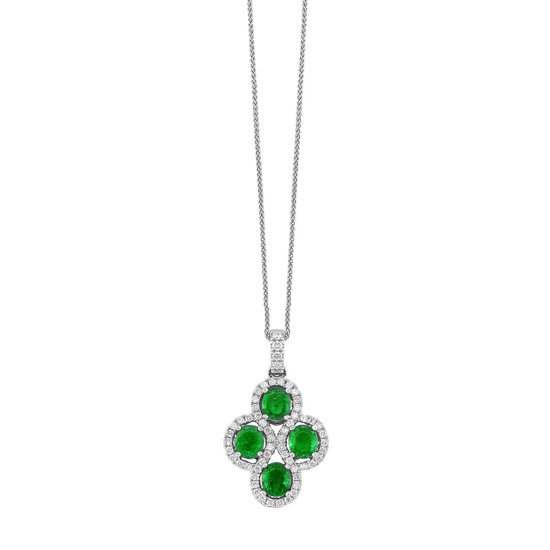 14Kt White Gold Diamond 1/2Ctw & Emerald 1 3/4Ctw Pendant