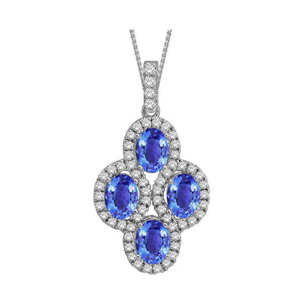14Kt White Gold Diamond 3/8Ctw & Sapphire 2 1/2Ctw Pendant