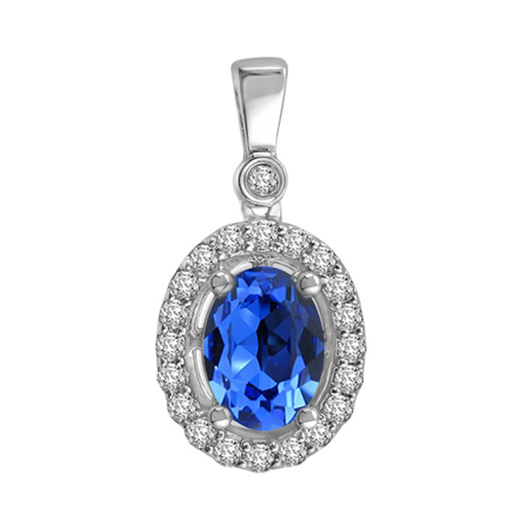 14Kt White Gold Diamond 1/3Ctw & Sapphire 2Ctw Pendant