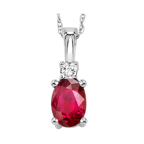14Kt White Gold Diamond 1/25Ctw & Ruby 5/8Ctw Pendant