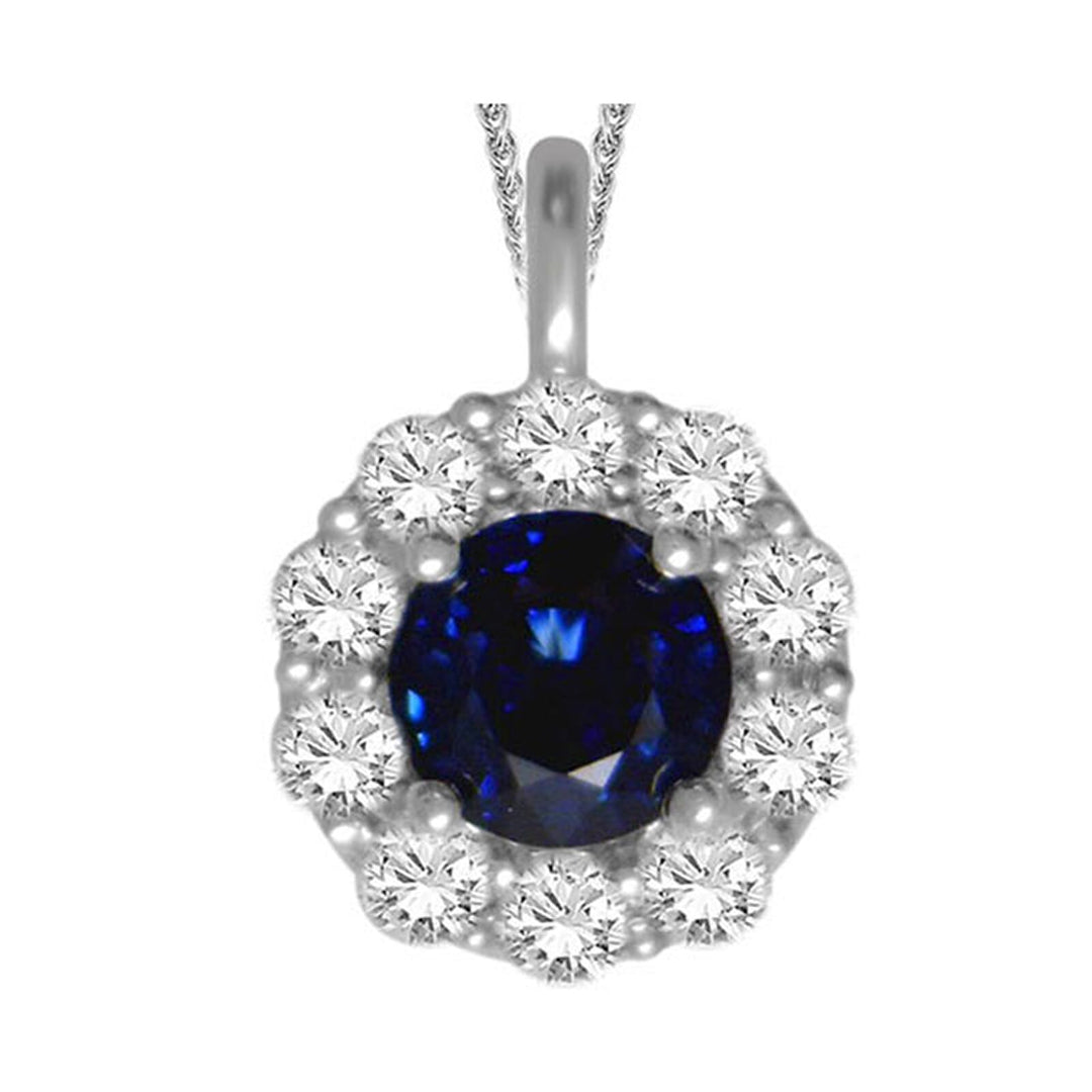 14Kt White Gold Diamond 1/2Ctw & Sapphire 1 1/2Ctw Pendant