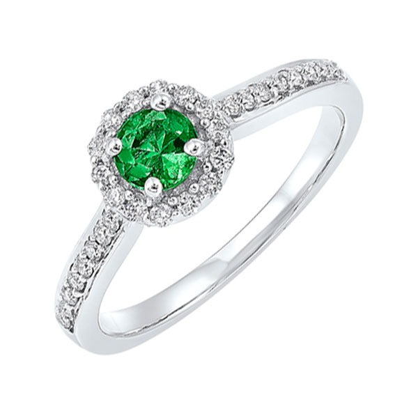 14Kt White Gold Diamond 1/3Ctw & Emerald 1/3Ctw Ring