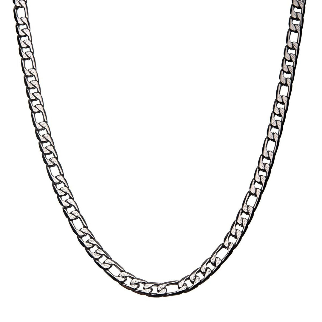 Stainless Steel 7mm Speckled Figaro Chain Necklace