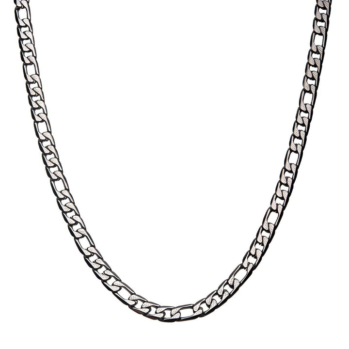 Stainless Steel 7mm Speckled Figaro Chain Necklace