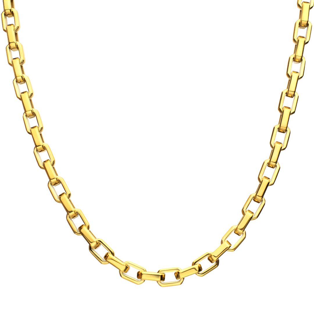 6mm Polished Finish 18Kt Gold IP Steel Paperclip Chain Necklace