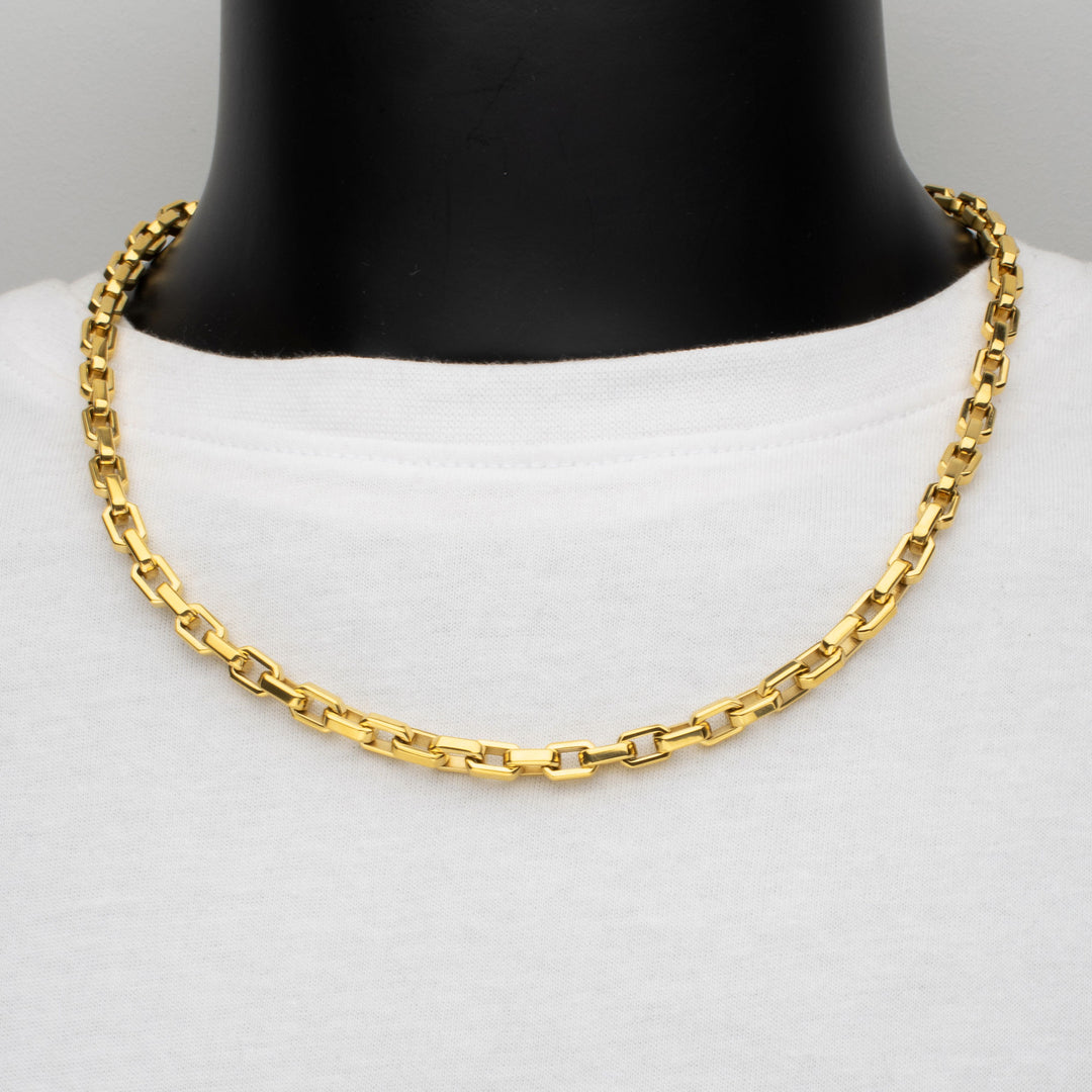 6mm Polished Finish 18Kt Gold IP Steel Paperclip Chain Necklace
