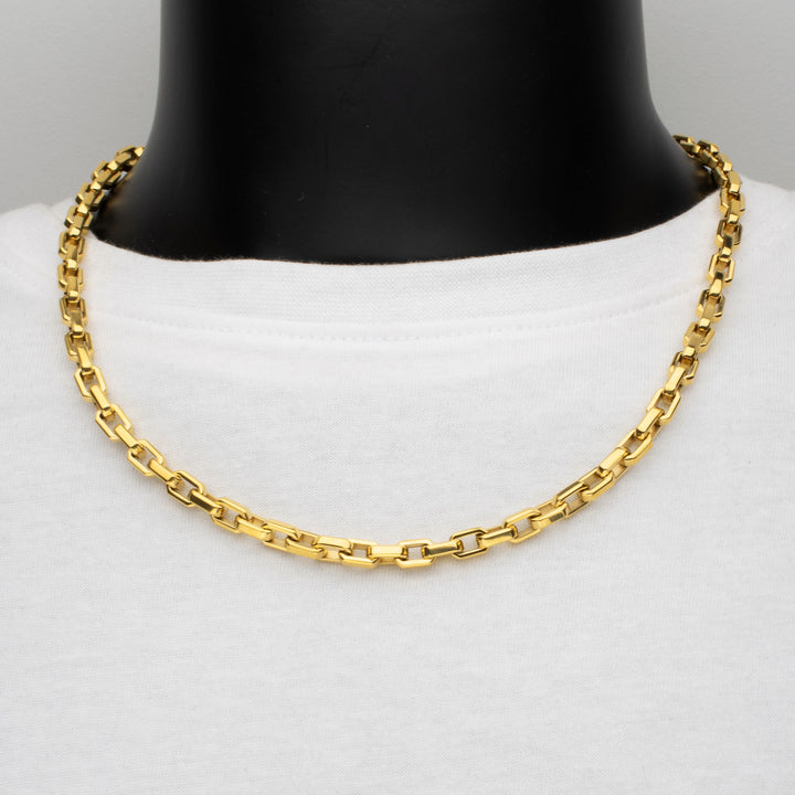 6mm Polished Finish 18Kt Gold IP Steel Paperclip Chain Necklace