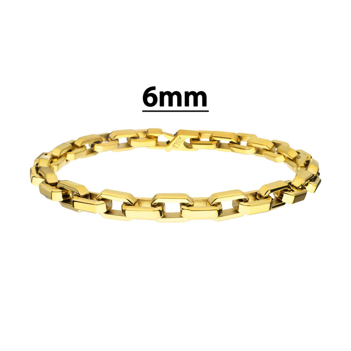 6mm Polished Finish 18Kt Gold IP Steel Paperclip Chain Bracelet