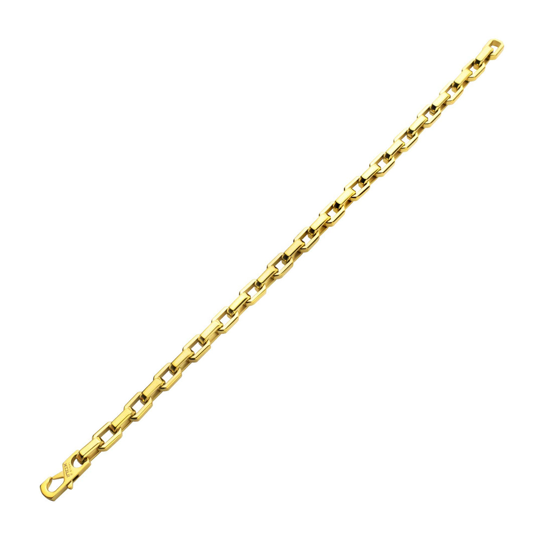 6mm Polished Finish 18Kt Gold IP Steel Paperclip Chain Bracelet
