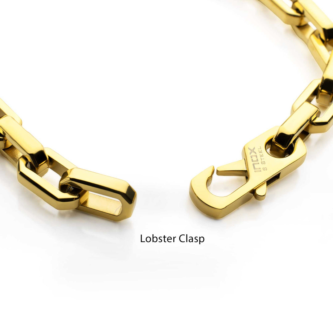 6mm Polished Finish 18Kt Gold IP Steel Paperclip Chain Bracelet