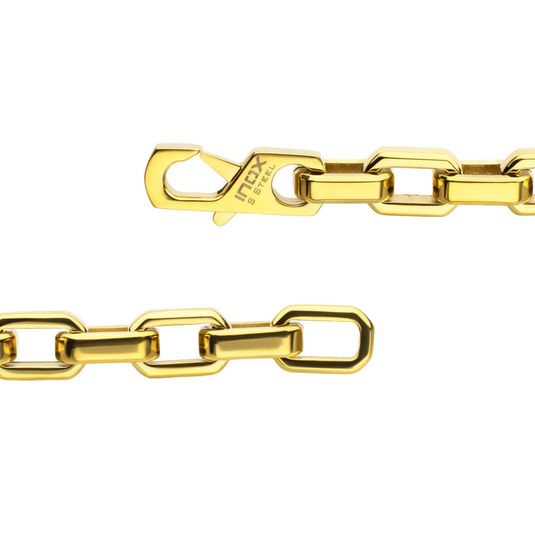 6mm Polished Finish 18Kt Gold IP Steel Paperclip Chain Bracelet