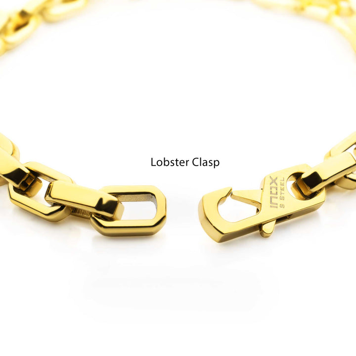 8mm Polished Finish 18Kt Gold IP Steel Paperclip Chain Bracelet