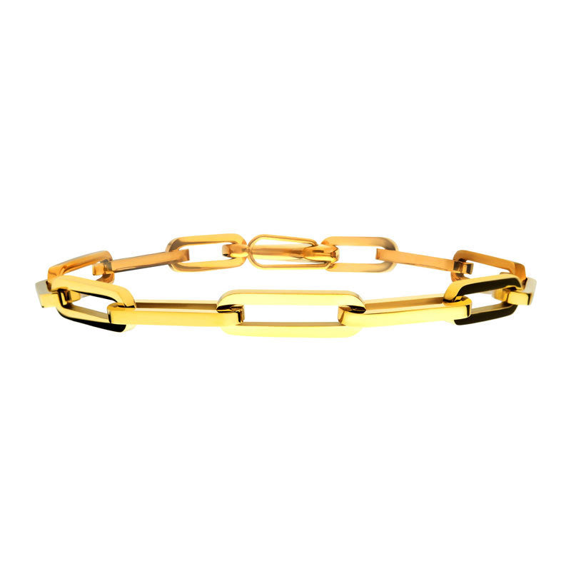 18Kt Gold IP Steel Paperclip Link Chain Bracelet