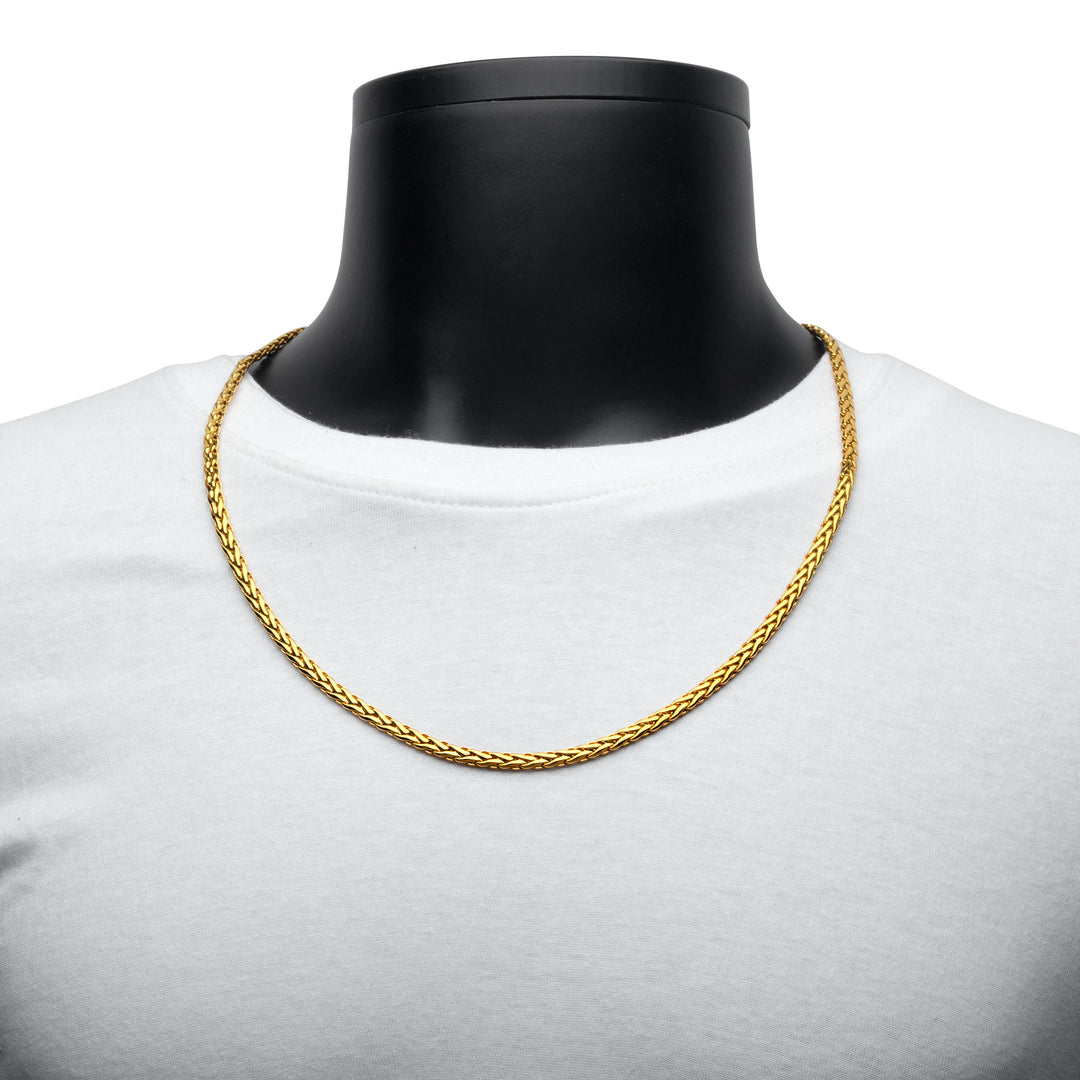 5mm 18Kt High Polished Finish Gold IP Stainless Steel Spiga Chain Necklace