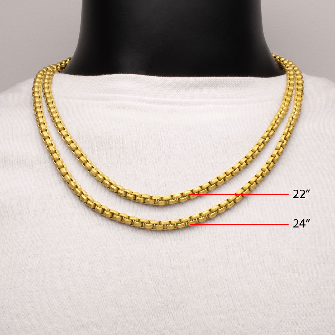 6mm Matte Finish 18Kt Gold IP Stainless Steel Bold Box Chain Necklace