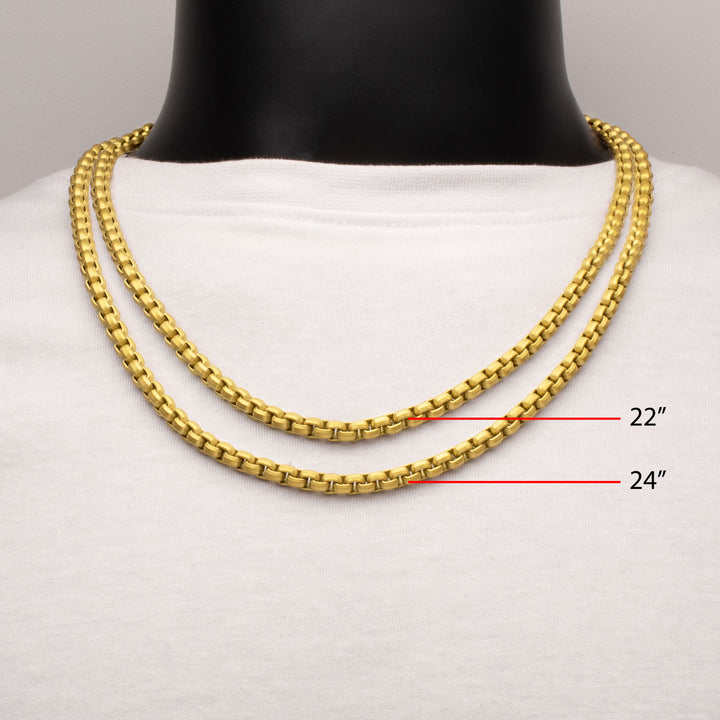 6mm Matte Finish 18Kt Gold IP Stainless Steel Bold Box Chain Necklace