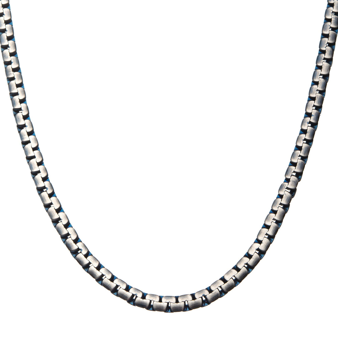 Matte Steel & Blue IP Reversible Curb Chain Colossi Necklace