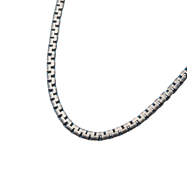 Matte Steel & Blue IP Reversible Curb Chain Colossi Necklace