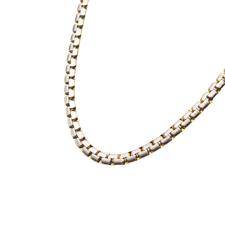 Matte Steel & Gold IP Reversible Curb Chain Colossi Necklace