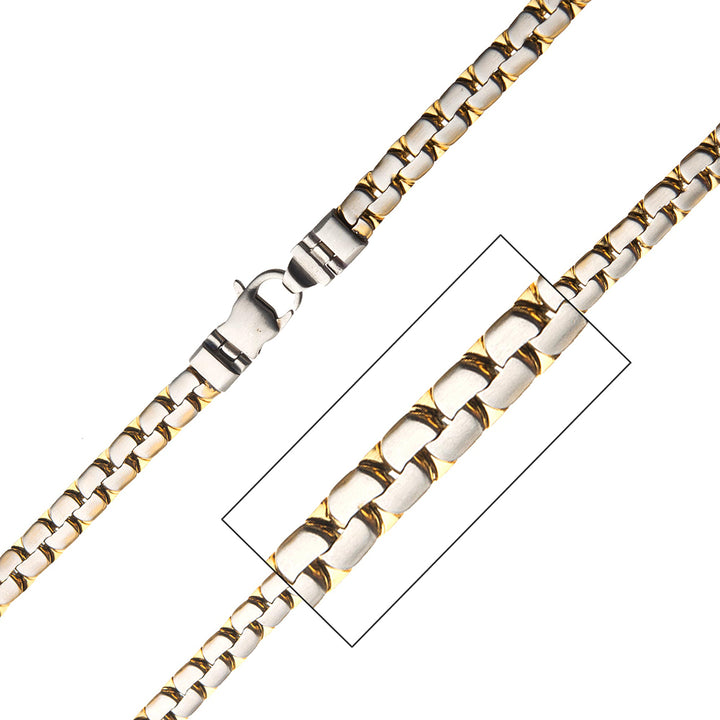 Matte Steel & Gold IP Reversible Curb Chain Colossi Necklace
