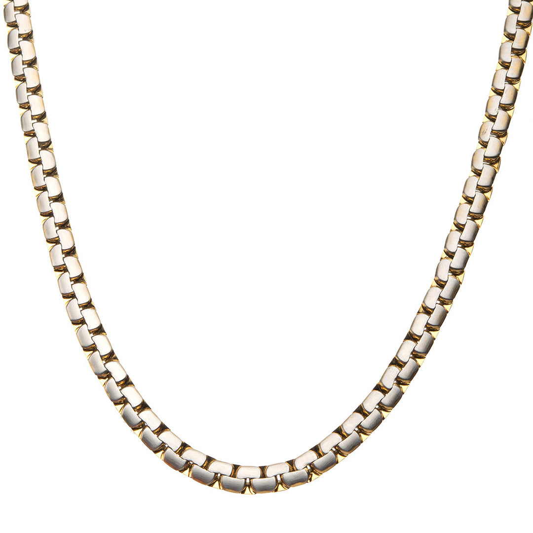 Matte Steel & Gold IP Reversible Curb Chain Colossi Necklace