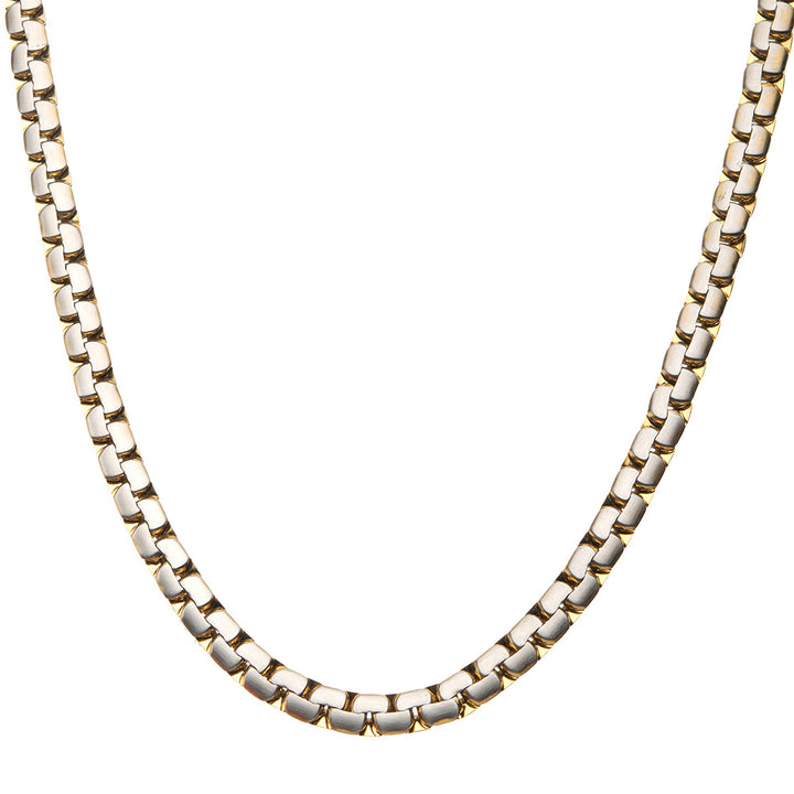 Matte Steel & Gold IP Reversible Curb Chain Colossi Necklace