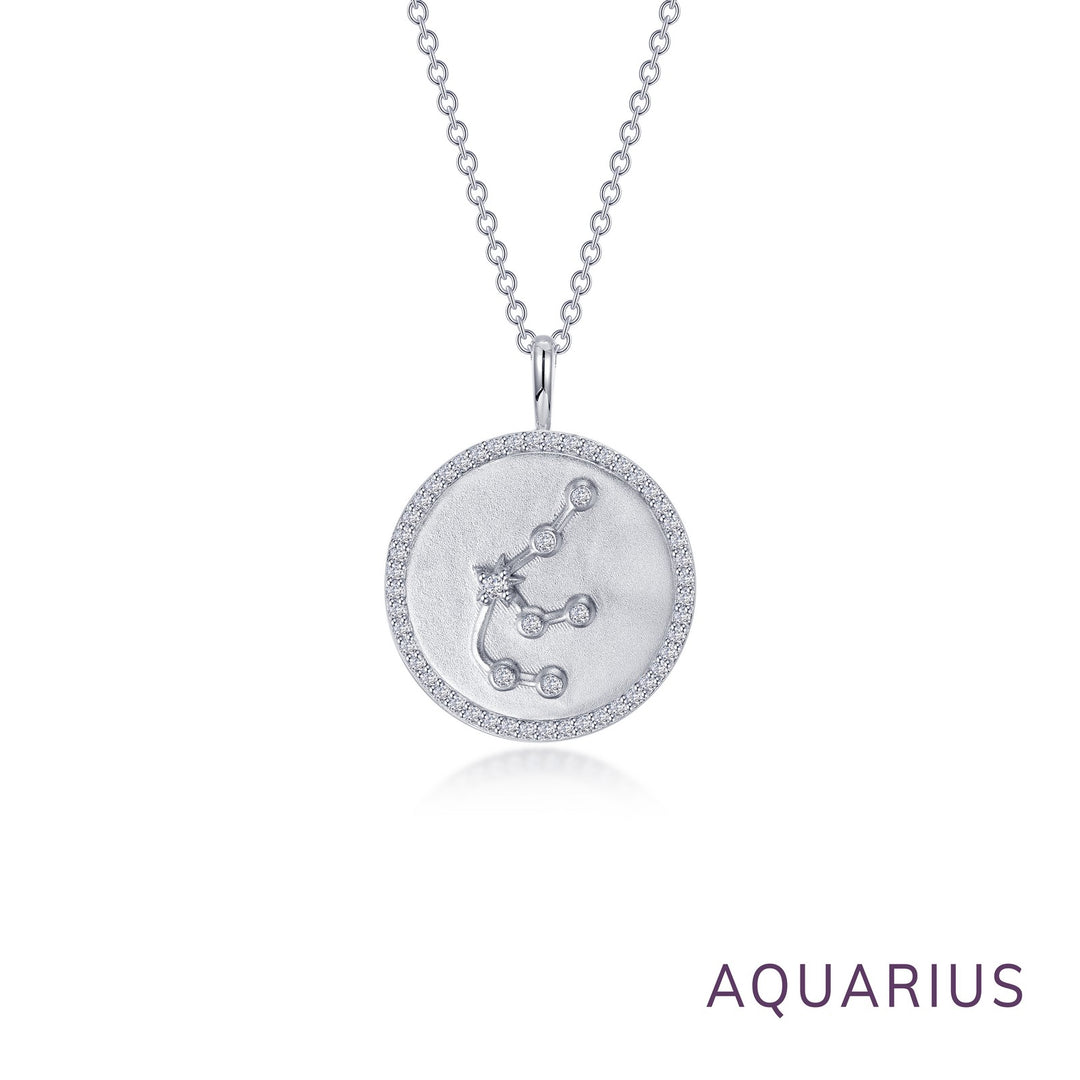 Zodiac Constellation Coin Necklace, Aquarius