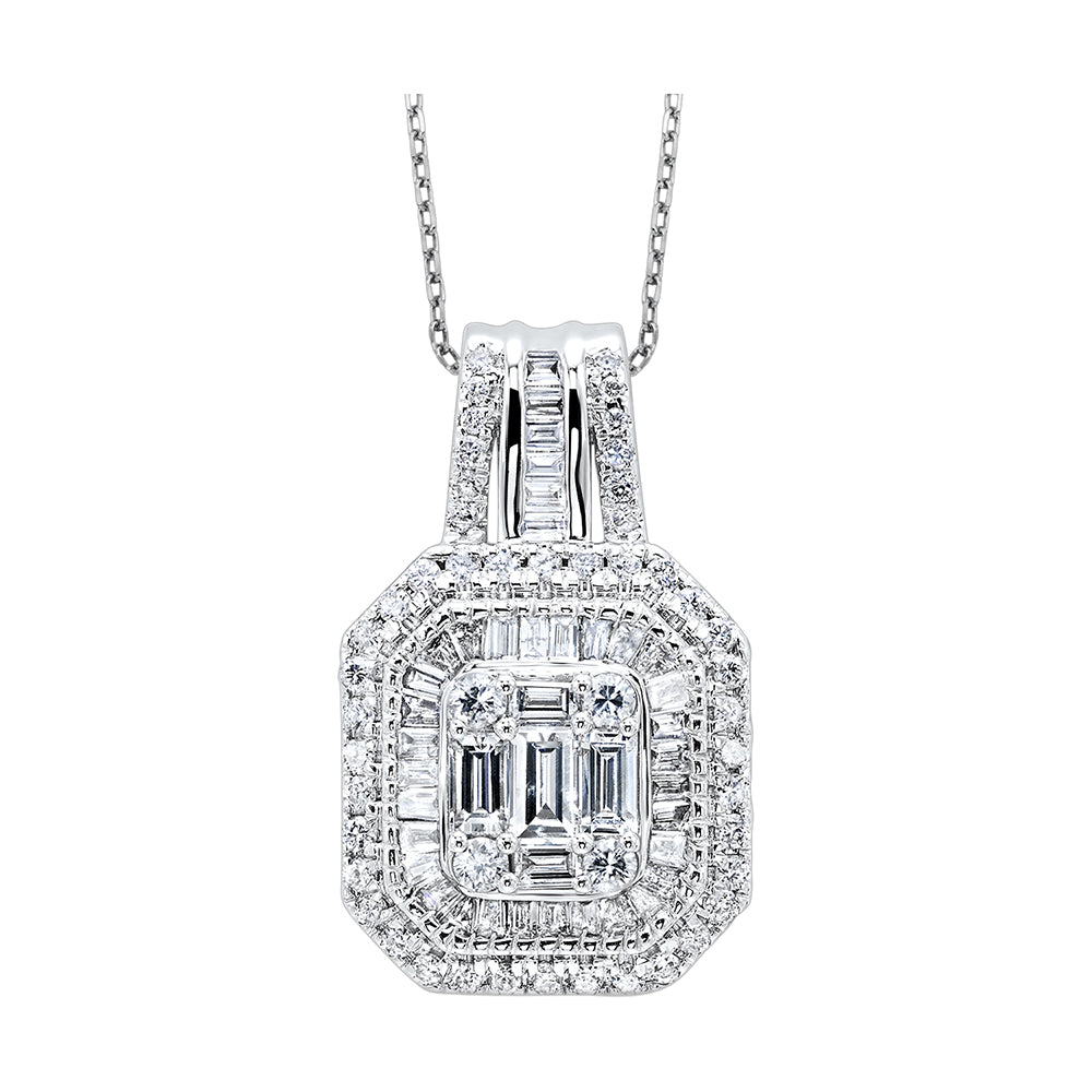 14Kt White Gold Diamond 1Ctw Pendant