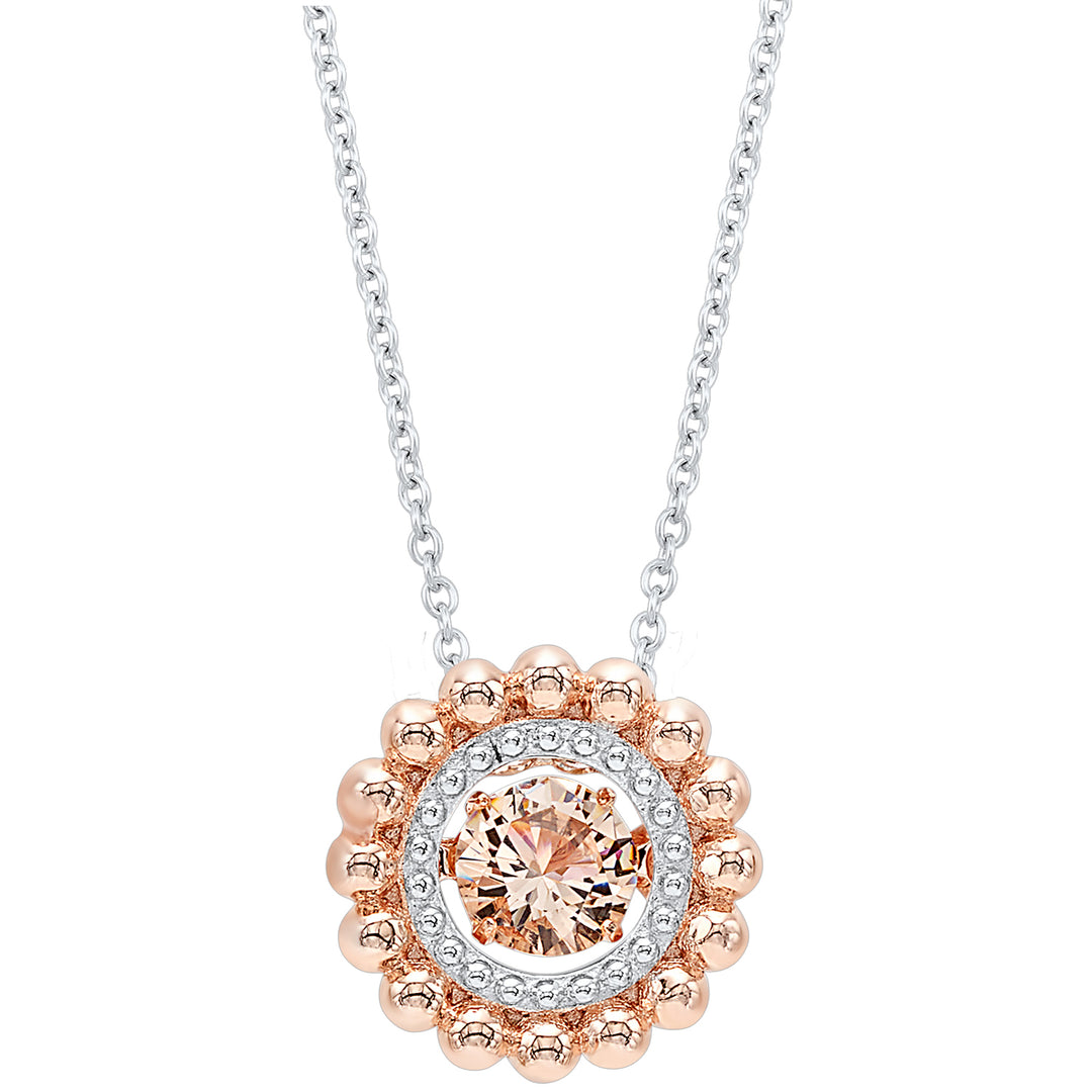 Silver White Rose & Morganite 1Ctw Pendant