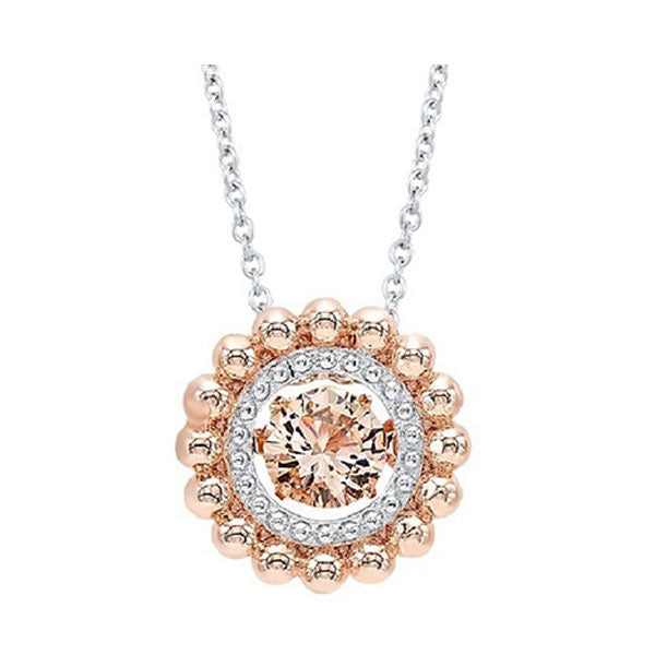 Silver White Rose & Morganite 1Ctw Pendant