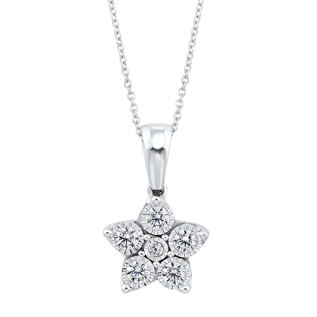 Silver White Diamond 1/25Ctw Pendant
