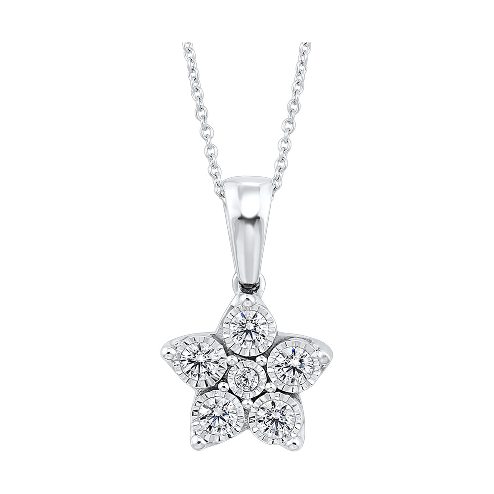 Silver White Diamond 1/25Ctw Pendant