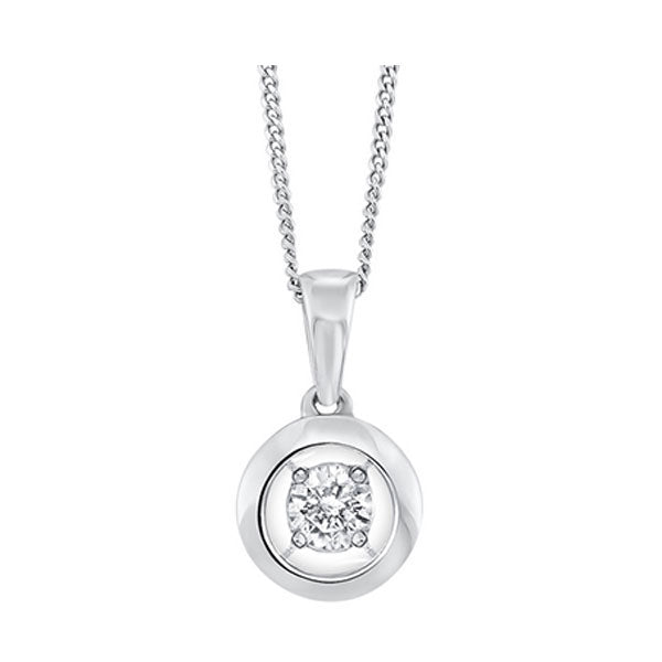 14Kt White Gold Diamond 1/12Ctw Pendant
