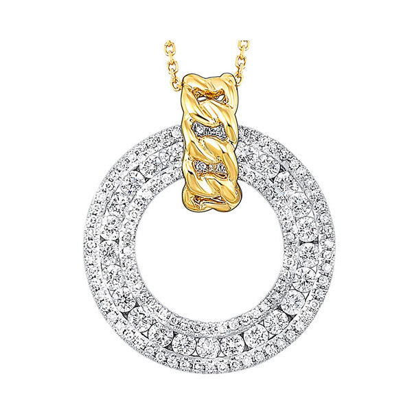 14Kt White Yellow Gold Diamond 3/4Ctw Pendant